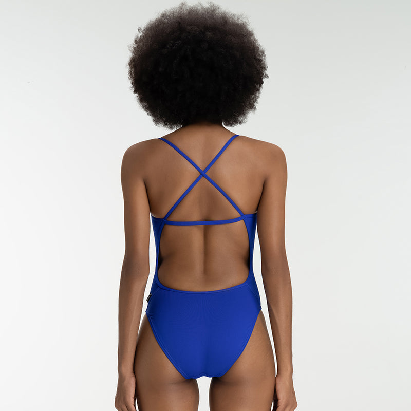 One Piece Cross X Back Swimwear-Royal Blue